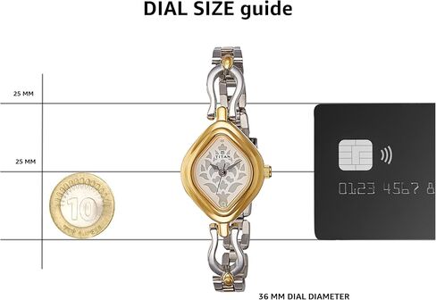 Titan Women's Diamond-Shaped Watch with Floral Motif Dial, Two-Tone Silver & Gold Strap, Elegant Minimalist Design for Weddings, Occasions & Gifting in Kuwait