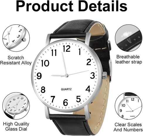OFFCUP Mens Watches, Men's Chronograph Watch, Leather Watches Mineral Glass Quartz Watch, Business Casual Fashion Gents, Gift for Men Wear and Scratch Resistant in Saudi Arabia
