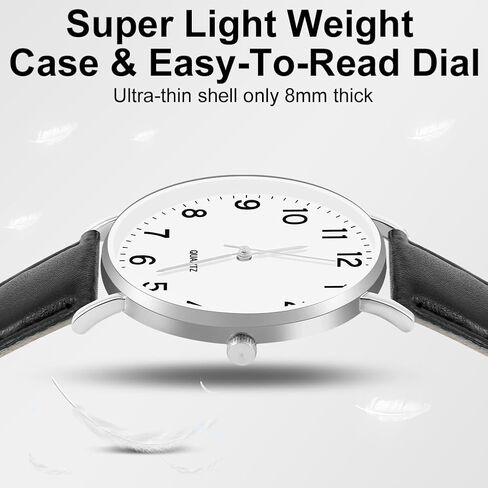 OFFCUP Mens Watches, Men's Chronograph Watch, Leather Watches Mineral Glass Quartz Watch, Business Casual Fashion Gents, Gift for Men Wear and Scratch Resistant in Saudi Arabia