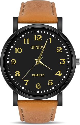 OFFCUP Mens Watches, Men's Chronograph Watch, Leather Watches Mineral Glass Quartz Watch, Business Casual Fashion Gents, Gift for Men Wear and Scratch Resistant in Saudi Arabia