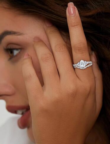 Moissanite Engagement Ring Set 1.25CT D Color VVS1 Clarity Pear Shaped 925 Sterling Silver Wedding Sets Rings Bridal Promise Ring Jewelry for Women with Certificate Size 5-10 in Saudi Arabia