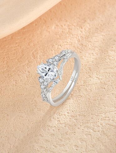 Moissanite Engagement Ring Set 1.25CT D Color VVS1 Clarity Pear Shaped 925 Sterling Silver Wedding Sets Rings Bridal Promise Ring Jewelry for Women with Certificate Size 5-10 in Saudi Arabia