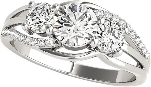 YDD 3 Stone Moissanite Engagement Rings for Women 1CT Center Brilliant Moissanite Engagement Ring 925 Sterling Silver Anniversary Promise Rings for Her in Saudi Arabia