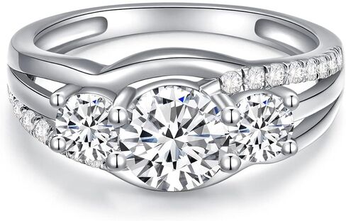 YDD 3 Stone Moissanite Engagement Rings for Women 1CT Center Brilliant Moissanite Engagement Ring 925 Sterling Silver Anniversary Promise Rings for Her in Saudi Arabia