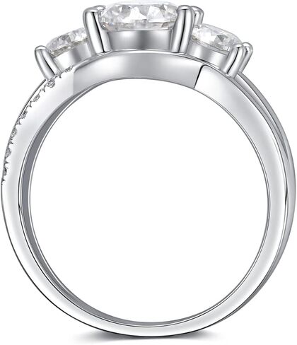 YDD 3 Stone Moissanite Engagement Rings for Women 1CT Center Brilliant Moissanite Engagement Ring 925 Sterling Silver Anniversary Promise Rings for Her in Saudi Arabia