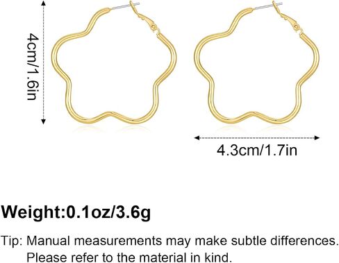 Gold Statement Hoops for Women 14K Gold Plated Flower Hoop Earrings Lightweight Floral Hopps Trendy Boho Jewelry in Saudi Arabia