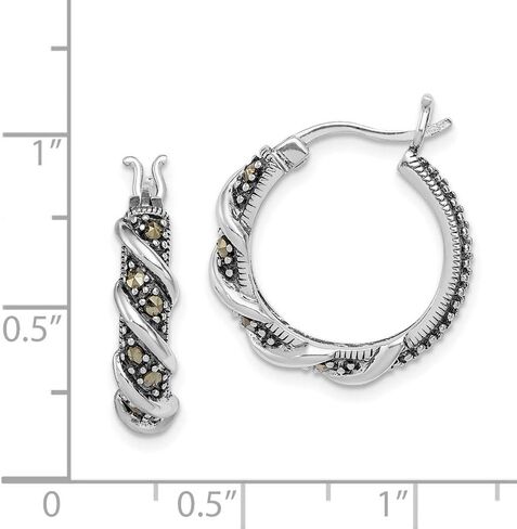 925 Sterling Silver Swirl Hoop Marcasite Earrings in Kuwait