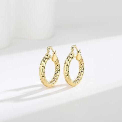 أقراط طارة ذهبية عصرية 14K مطلية للنساء، أقراط نسائية مطلية بالذهب بنمط فريد 14K أقراط ذهبية للسيدات هدية in Kuwait