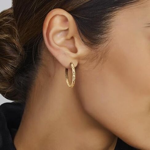 أقراط طارة ذهبية عصرية 14K مطلية للنساء، أقراط نسائية مطلية بالذهب بنمط فريد 14K أقراط ذهبية للسيدات هدية in Kuwait