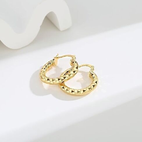 أقراط طارة ذهبية عصرية 14K مطلية للنساء، أقراط نسائية مطلية بالذهب بنمط فريد 14K أقراط ذهبية للسيدات هدية in Kuwait