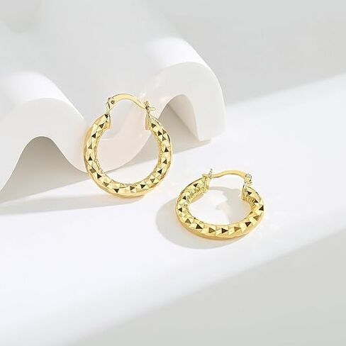 أقراط طارة ذهبية عصرية 14K مطلية للنساء، أقراط نسائية مطلية بالذهب بنمط فريد 14K أقراط ذهبية للسيدات هدية in Kuwait