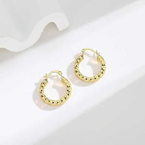 أقراط طارة ذهبية عصرية 14K مطلية للنساء، أقراط نسائية مطلية بالذهب بنمط فريد 14K أقراط ذهبية للسيدات هدية in Kuwait