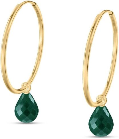 Galaxy Gold 14K Solid Gold Natural Emerald Dangle Hoop Earrings for Women Yellow Gold Fine Jewelry in Kuwait