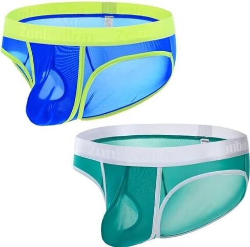 Men's See Through Briefs Dual Pouch Mesh Ultra-Thin Breathable Ice Silk Underwear in Saudi Arabia