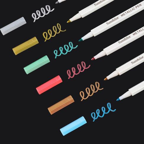 Sunshilor Metallic Markers Fine Point Metallic Marker Pens for Black Paper, Art Rock Painting, Easter Egg, Halloween Pumpkin, Card Making, Metal, Ceramics, Wine Glass, Set of 20 in Kuwait