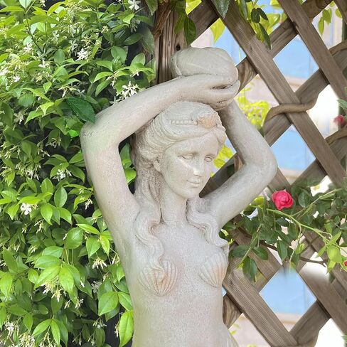 GRASOLAR 39 Inch Tall Mermaid Wall Mounted Sculpture, Wall Decoration, Outdoor Garden Statue, Mermaid Hook, Wall Art, Courtyard Backyard Decor in Saudi Arabia
