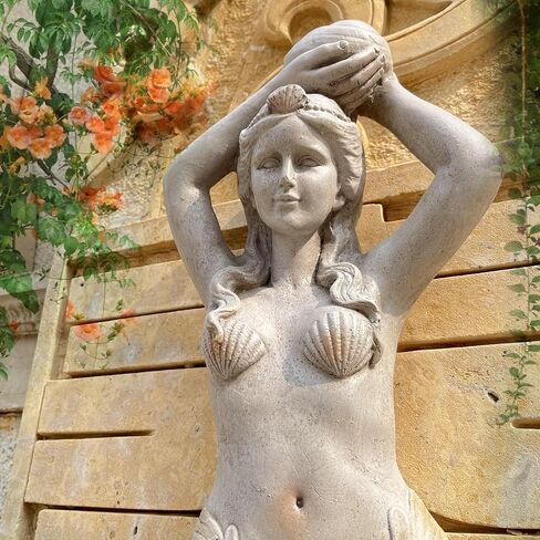 GRASOLAR 39 Inch Tall Mermaid Wall Mounted Sculpture, Wall Decoration, Outdoor Garden Statue, Mermaid Hook, Wall Art, Courtyard Backyard Decor in Saudi Arabia