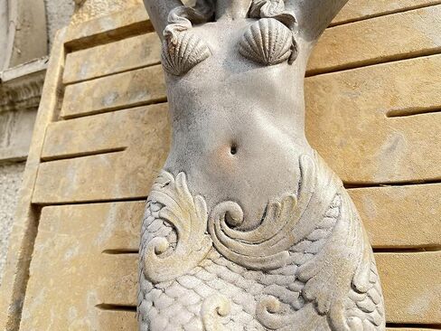 GRASOLAR 39 Inch Tall Mermaid Wall Mounted Sculpture, Wall Decoration, Outdoor Garden Statue, Mermaid Hook, Wall Art, Courtyard Backyard Decor in Saudi Arabia