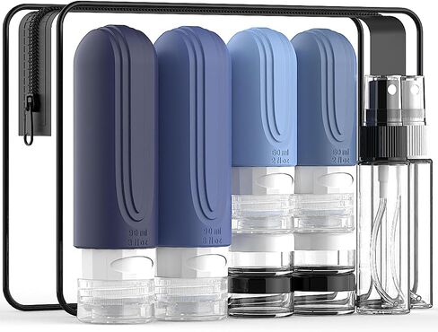 Travel Bottles for Toiletries 10 Pack, TSA Approved Travel Size Toiletries Essentials Containers Set, Leak Proof Silicone Bottles Kit, Refillable Liquid & Creams Accessories (GRAY) in Saudi Arabia