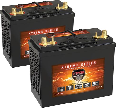 Qty 2 VMAX XTR12-155 Vmaxtanks AGM Deep Cycle Batteries SLA Rechargeable Battery for use with Pv Solar Panels Smart Chargers Wind Turbine and Inverters in Saudi Arabia