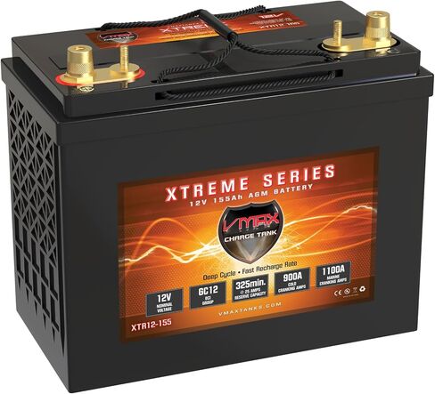 Qty 2 VMAX XTR12-155 Vmaxtanks AGM Deep Cycle Batteries SLA Rechargeable Battery for use with Pv Solar Panels Smart Chargers Wind Turbine and Inverters in Saudi Arabia