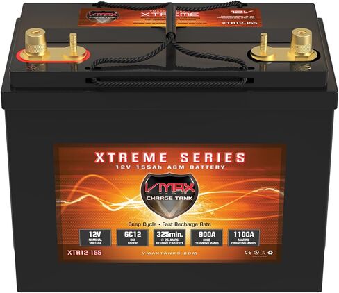 Qty 2 VMAX XTR12-155 Vmaxtanks AGM Deep Cycle Batteries SLA Rechargeable Battery for use with Pv Solar Panels Smart Chargers Wind Turbine and Inverters in Saudi Arabia