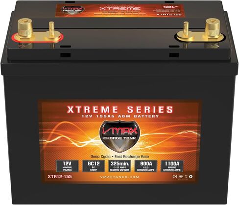 Qty 2 VMAX XTR12-155 Vmaxtanks AGM Deep Cycle Batteries SLA Rechargeable Battery for use with Pv Solar Panels Smart Chargers Wind Turbine and Inverters in Saudi Arabia