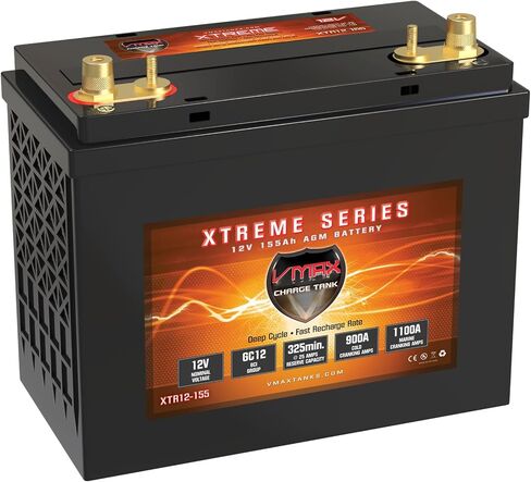 Qty 2 VMAX XTR12-155 Vmaxtanks AGM Deep Cycle Batteries SLA Rechargeable Battery for use with Pv Solar Panels Smart Chargers Wind Turbine and Inverters in Saudi Arabia