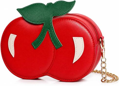 Cute Cherry Shaped Crossbody Bag Unique Chain Design Adjustable Strap Fashion Handbag for Girls in Saudi Arabia