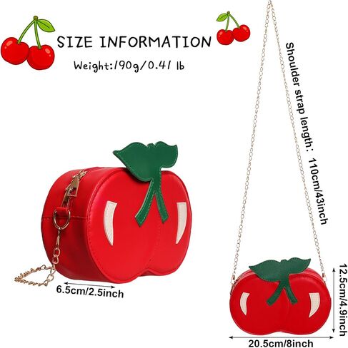 Cute Cherry Shaped Crossbody Bag Unique Chain Design Adjustable Strap Fashion Handbag for Girls in Saudi Arabia