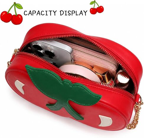 Cute Cherry Shaped Crossbody Bag Unique Chain Design Adjustable Strap Fashion Handbag for Girls in Saudi Arabia