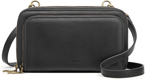 S-ZONE Crossbody Bags for Women Small Purses RFID Vegan Leather Wallets Multi Compartment Zipper Card Slots in Kuwait