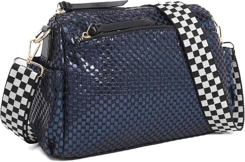 Small Crossbody Bags for Women - Checkered Nylon Quilted Purse with 3 Zips Fits Phone & Wallet Compact Travel in Saudi Arabia