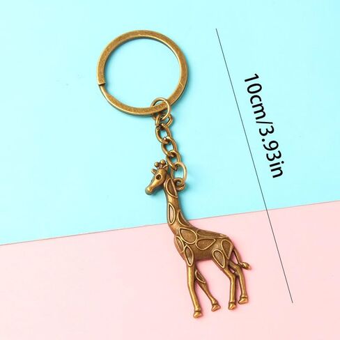 4 Pcs New Personality Alloy Giraffe Pendant Keychain, Simple Style Bag & Car Accessory Hanging Decoration, Alloy Animal Key Ring for Backpacks & Vehicles in Saudi Arabia