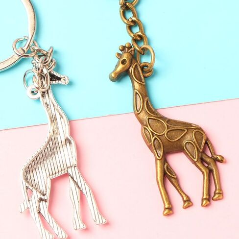 4 Pcs New Personality Alloy Giraffe Pendant Keychain, Simple Style Bag & Car Accessory Hanging Decoration, Alloy Animal Key Ring for Backpacks & Vehicles in Saudi Arabia
