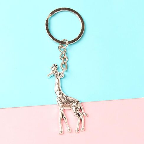 4 Pcs New Personality Alloy Giraffe Pendant Keychain, Simple Style Bag & Car Accessory Hanging Decoration, Alloy Animal Key Ring for Backpacks & Vehicles in Saudi Arabia