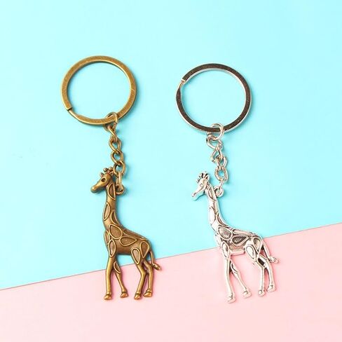 4 Pcs New Personality Alloy Giraffe Pendant Keychain, Simple Style Bag & Car Accessory Hanging Decoration, Alloy Animal Key Ring for Backpacks & Vehicles in Saudi Arabia