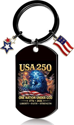 250th Anniversary USA Gifts - American Lion Cross Keychain, 250 Year American Anniversary Keychain Gift, Independence Day Patriotic Commemorative 4th of July Gift Ideas in Saudi Arabia