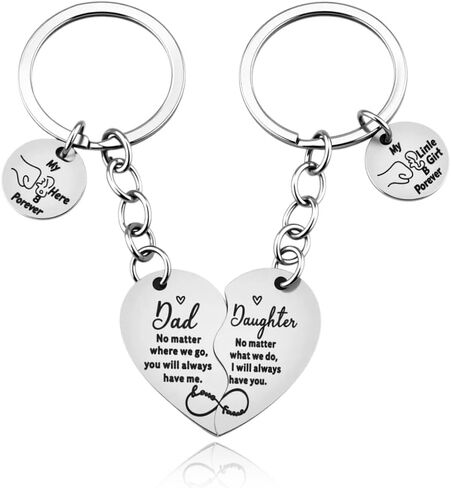Matching Dad Daughter Keychain Gift Father Daughter Birthday Christmas Gifts for Dad Daddy Father I Love You Keychians Gift from Daughters 2 PCS Heart Shaped Puzzle Keychain for Women Men in Saudi Arabia