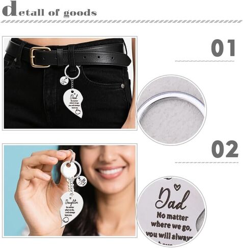 Matching Dad Daughter Keychain Gift Father Daughter Birthday Christmas Gifts for Dad Daddy Father I Love You Keychians Gift from Daughters 2 PCS Heart Shaped Puzzle Keychain for Women Men in Saudi Arabia