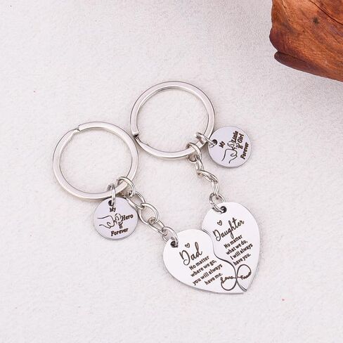 Matching Dad Daughter Keychain Gift Father Daughter Birthday Christmas Gifts for Dad Daddy Father I Love You Keychians Gift from Daughters 2 PCS Heart Shaped Puzzle Keychain for Women Men in Saudi Arabia