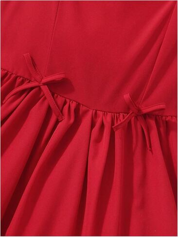 OYOANGLE Girl's Sleeveless Ruffle Princess Dress Cute Bow Square Neck A Line Flowy Dress in Kuwait