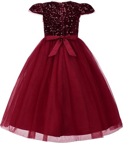 JerrisApparel Girls Sequin Princess Tulle Ball Gown Party Wedding Dress in Kuwait