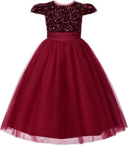 JerrisApparel Girls Sequin Princess Tulle Ball Gown Party Wedding Dress in Kuwait