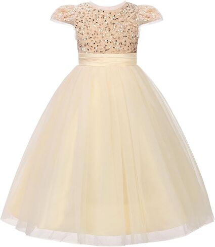 JerrisApparel Girls Sequin Princess Tulle Ball Gown Party Wedding Dress in Kuwait