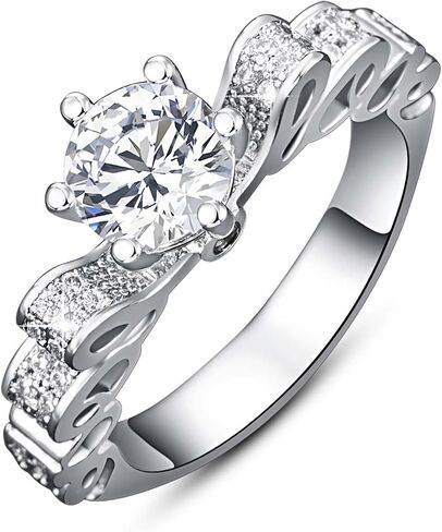 Psiroy 925 Sterling Silver Plated Fashion Jewelry Cubic Zirconia Wedding Band Solitaire CZ Engagement Promise Ring for Women in Saudi Arabia