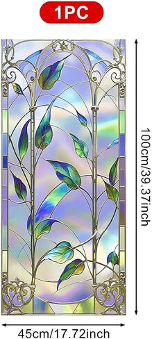 BlissYard Stained Glass Window Privacy Film 17.71x39.97 inch Glass Window Sticker Static Cling Sun Blocking Home Decorations for Home Office Windows Doors Glass Partitions in Kuwait