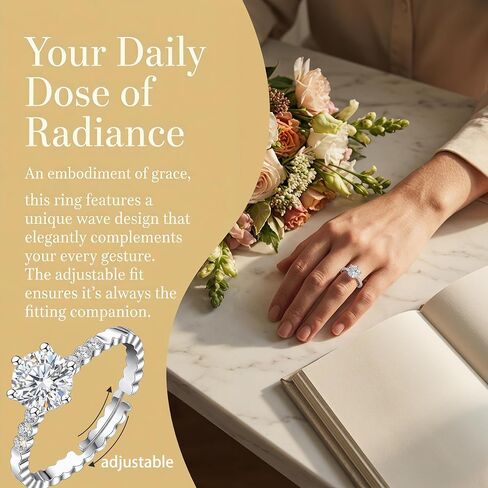 Adjustable Ring for Women, Engagement Promise Ring Cubic Zirconia Engagement Wedding Band Ring Jewelry Gift for Anniversary Valentine Christmas in Kuwait