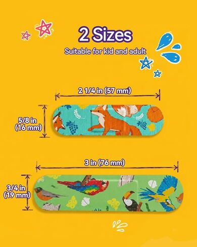 Ourmed Vari Kids Flexible Fabric & PE Bandages, 2 Themes Adhesive Bandages for Cuts and Scrapes, 10 Colorful Patterns First Aid Bandages for Children, Latex-Free, 100 Count in Saudi Arabia