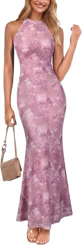 VFSHOW Womens Elegant Halter Neck Formal Bodycon Fitted Wedding Guest Long Cocktail Evening Mermaid Maxi Dress in Kuwait